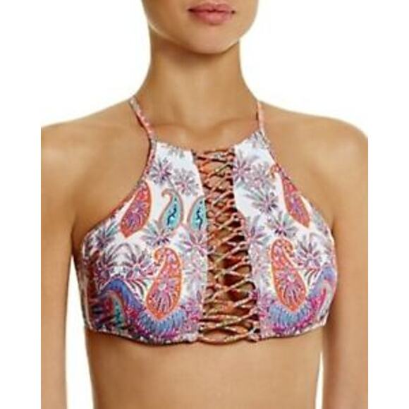 Nanette Lepore Gypsy Queen Paisley Halter Bikini Summer Beach Swimsuit Size M - Picture 8 of 10